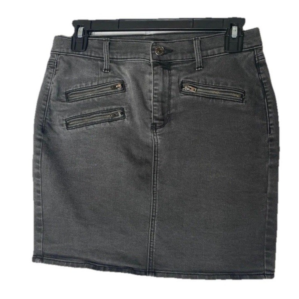 Banana Republic Black Denim Mini Skirt‎ With Zippers Women's Size 4R